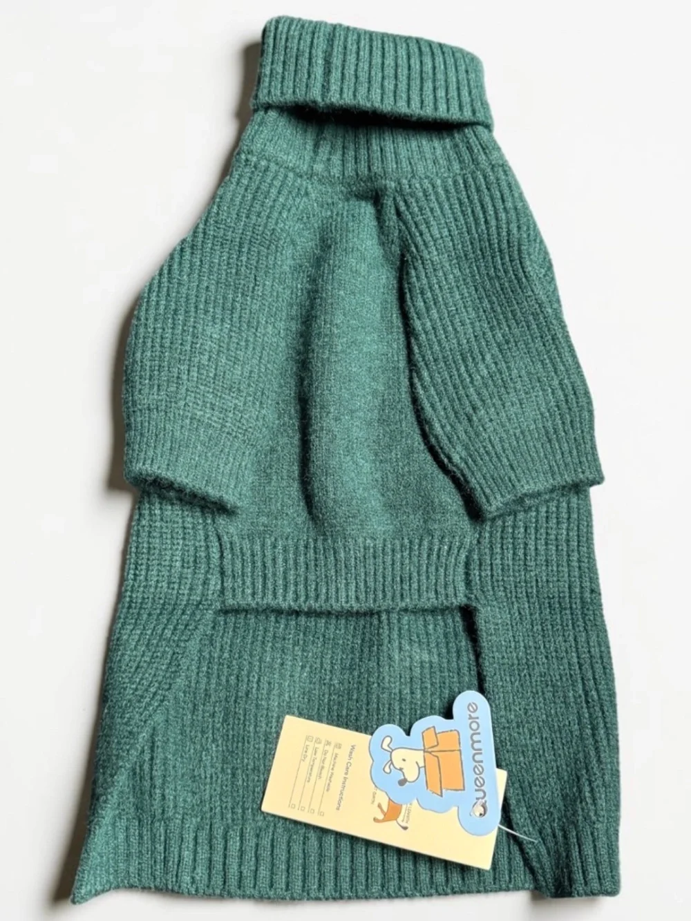 Queenmore Green Knit Dog Sweater Turtleneck Medium NWT